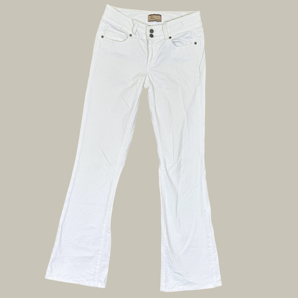Paige Jeans Women 27 White H.H. Boot Bootcut Double Button Stretch Denim Pants